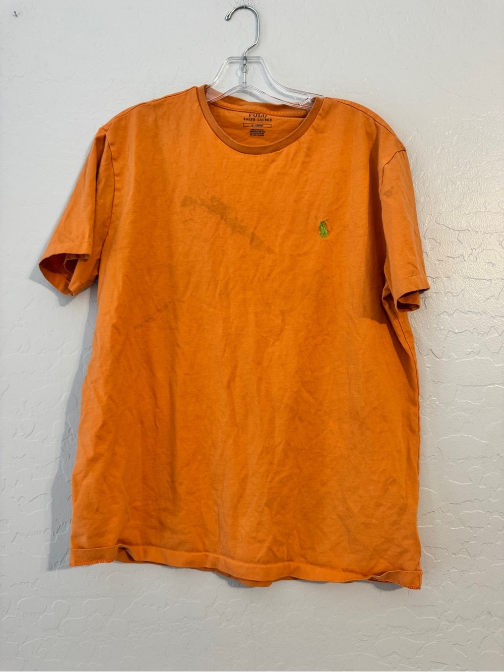 👕Polo Ralph Lauren Orange Logo Crew Neck Short  Cotton Knit T-Shirt Men's M